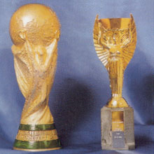 The World Cup  Trophy and the new Jules Rimet Trophy